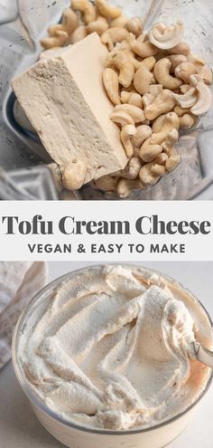 tofu cream cheese in a glass bowl with cashews