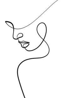 a black and white line drawing of a woman's face