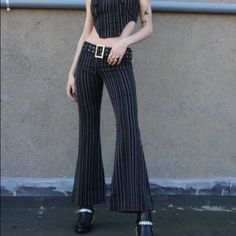 New, Only Tried On And Then Stored Away Ragged Priest Admin Flares. Size 12, Or Medium And They Fit True To Size. Willing To Trade For A 14 Or Possibly 16, Otherwise I’m Selling At The Price They’re Listed As. Great Material And High Quality, Wish They Fit Me A Bit Better. Dollskill Dolls Kill Streetwear Sold Out 90s Pinstripe Gray White Black Striped Grey Urban Outfitters Low Rise Arcane Characters, Ragged Priest, Pinstripe Pants, Striped Pants, Dolls Kill, Black Stripes, Gray White, Low Rise, Pant Jumpsuit