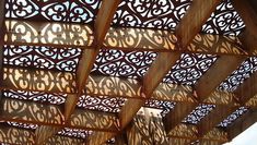 an intricately designed wooden structure is shown