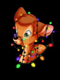 an animal with christmas lights on it's head