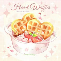 some waffles are in a bowl with strawberries