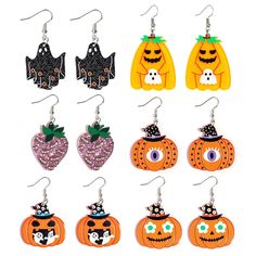 PRICES MAY VARY. Halloween Earrings Set : This Halloween earring have various styles of ghosts,perfect for a festive Halloween costume! High quality material：This Earrings are made of high-quality woodern and acrylic earrings durable, easy to wear, light weight, safe and comfortable, suitable for long wearing,won't burden your ears. Unique Design:The unique design and full of charms,these cute ghosts are looking forward to spending Halloween with you. Perfect Gifts:These earrings will be wonderf Novelty Orange Earrings For Halloween, Cute Orange Halloween Earrings, Cute Orange Earrings For Halloween, Fun Orange Halloween Earrings, Fun Orange Earrings For Halloween, Fun Halloween Earrings, Character Earrings, Cute Ghosts, Funny Ghost