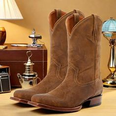 Category:Boots; Upper Materials:PU; Embellishment:Splicing; Season:Fall,Winter; Gender:Men's; Activity:Walking; Toe Shape:Square Toe; Style:British; Boot Shaft:Mid-Calf Boots; Outsole Materials:Rubber; Occasion:Daily; Closure Type:Loafer; Function:Slip Resistant; Pattern:Solid Colored; Listing Date:11/10/2023; 2024 Trends:Retro,Cowboy Boots; Foot Length:; SizeChart1_ID:2:185630; Size chart date source:Provided by Supplier. Mens Riding Boots, Retro Cowboy, Western Vintage, Men’s Boots, Brown Fall, Mens Cowboy Boots, 2024 Trends, Cowboy Western, Cow Boy