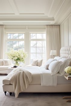 Bedroom Decor Ideas| Bedroom Decor Ideas for Women Master Bedrooms Hamptons, Neutral Southern Bedroom, Master Bedrooms All White, Luxury Bedroom Master High Ceilings, Vaulted Ceiling Bedrooms, The White Company Bedroom, Primary Bedroom With Sitting Area, Master Bedrooms White, Trey Ceiling Bedroom Master Suite