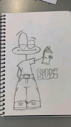 a drawing of a cartoon character holding a coffee cup with the word boss on it