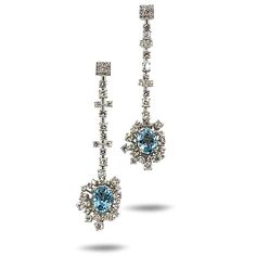 Trinity Aquamarine Drop Earrings - Coomi Formal Platinum Earrings With Gemstone, Formal Platinum Gemstone Earrings, Luxury Platinum Blue Earrings, Luxury Blue Platinum Earrings, Luxury Platinum Gemstone Earrings, Earrings Set, Aquamarine, Earring Set, Cross Necklace