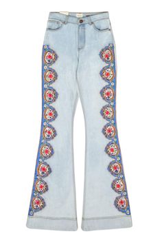 Wide Leg Summer Festival Jeans, Blue Flare Jeans For Festival, Wide Leg Jeans For Summer Festivals, Summer Festival Wide Leg Jeans, Trendy Blue Summer Flares, Trendy Wide Leg Flare Jeans For Festival, Trendy Wide-leg Flare Jeans For Festivals, Embroidered Wide Leg Flare Jeans For Spring, Spring Embroidered Wide Leg Flare Jeans