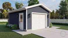 this is a computer rendering of a two - car garage with an attached carport