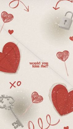 valentine's day wallpaper with hearts, keys and keyholes on it