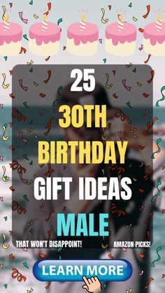 a birthday card with the words, 25 birthday gift ideas male