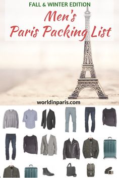 Packing List For Men, Mens Travel Style, Winter Travel Packing, Paris Packing List, Paris With Kids, Paris Neighborhoods, Paris Packing, Food Paris, Paris Ideas