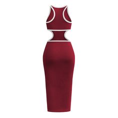 Wine Red Rib Hollow Out Sleeveless Bodycon Dress Dresses Bodycon, Sleeveless Bodycon Dress, Bodycon Dresses, Women Dresses, Wine Red, Bodycon Dress, Wine, Womens Dresses, Red