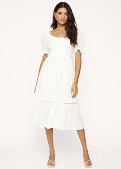 Heavenly Kayla Midi Dress Neutral Style, White Outfit, Romantic Dress, Blue Mini Dress, Eyelet Lace, Style Dresses