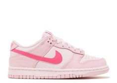 Dunk Low GS 'Triple Pink' - Nike - DH9765 600 - medium soft pink/hyper pink/pink foam | Flight Club Nike Dunk Low Triple Pink, Nike Rosa, Yeezy Sneakers, Nike Swoosh Logo, Haikou, Sneakers Looks, Popular Sneakers, Youth Shoes, Adidas Spezial