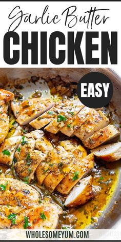 Garlic Butter Chicken Chicken Breast Recipes Baked, Chicken Breast Recipes Easy, Butter Chicken Recipe, Easy Chicken Dinner Recipes, Garlic Butter Chicken, Poultry Recipes, Butter Chicken, Garlic Butter