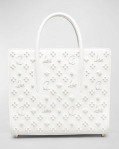 Get free shipping on Christian Louboutin Paloma Medium Calf Tote Bag at Neiman Marcus. Shop the latest luxury fashions from top designers. Louboutin Bags, Feminine Shoes, Coach Horse And Carriage Tote, Embossed Logo, Christian Louboutin Shoes, Paloma, Top Designers, Luxury Shoes, Leather Tote Bag