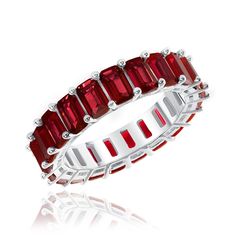 Each carefully selected cubic zirconia are inserted by hand individually by professional jewelers on pure sterling silver 925. The CZ'S in my jewelry are the highest grade in the world. You will not know that it is not a diamond. Once you buy a ZirconZ CZ, you will only want this quality. Gorgeous THIS RING IS RUBY RED- Ruby may exhibit a range of secondary hues, including orange, purple, violet, and pink. ALSO SHOWN IN THE GOLD PLATING WHICH IS NOT IN. IF YOU WANT THIS RING IN A CERTAIN COLOR P Ruby Eternity Band With Prong Setting For Formal Occasions, Formal Ruby Eternity Band With Prong Setting, Formal Cubic Zirconia Gemstone Eternity Band, Formal Cubic Zirconia Eternity Band With Gemstone, Classic Cubic Zirconia Eternity Band With Gemstones, Purple Violet, Vermeil Jewelry, Rose Yellow, Black Rose