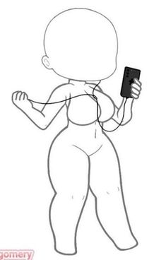 a drawing of a person holding a cell phone in one hand and listening to music on the other