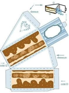 an open box with some food in it and instructions on how to cut the cake