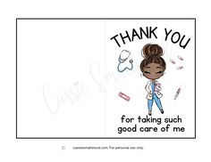 black nurse thank you card free printable pdf