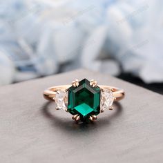 Hexagonal Ring Engagement, Malachite Engagement Ring, Antique Emerald Engagement Ring, Superhero Rings, Gold Emerald Engagement Ring, Emerald Promise Ring, Antique Emerald Ring, Engagement Ring Dainty, Gold Finger Rings