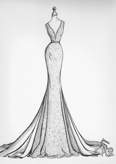 a drawing of a dress on a mannequin