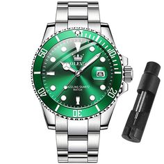 Gender:Men; What's in the box:1 x Watch Band Tool,1 x Watch; Shape:Round; Type:Quartz Watch; Style:Business,Luxury; Design:Oversize; Movement Type:Quartz; Display:Analog; Case Material:Alloy; Dial Color:Black,Blue,Green; Band Material:Stainless Steel Strap; Brand:OLEVS; Features:Calendar,Wristwatch,Fashion,Waterproof,Noctilucent,Luxury,Business; Listing Date:08/23/2022; Production mode:External produce; Case Diameter Approx:4.2cm / 1.65 Inches; Case Thickness Approx:1.1cm / 0.43 Inches; Band Length Approx:22cm / 8.66 Inches; Band Width Approx:2cm / 0.8 Inches; Model:5885; Functions:Calendar,Waterproof,Luminous Sea Dweller, Automatic Watches For Men, Waterproof Watch, Analog Watch, Mens Luxury, Rolex Submariner, Luxury Watches For Men, Stainless Steel Band, Wristwatch Men