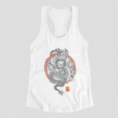 Chinese Bearded Dragon Racerback Tank Top COMPOSITION: .: Next Level 1533 high quality racerback tanktop .: Slim fit. Size up for looser feel. .: 60% Soft ring spun cotton; 40% Polyester (fibre content may vary for different colors) .: Extra light fabric (3.9 oz/yd² (132 g/m .: Tear away label CARE INSTRUCTION: Turn inside out and machine wash on cold. Do not bleach. Do not iron directly onto the design. PRODUCTION + SHIPPING: Each item is made and printed in the USA using the latest DTG print t Racerback Vest Top For Streetwear, Racerback Vest With Graphic Print For Streetwear, White Racerback Top For Streetwear, Racerback Graphic Print Tank Top For Sports, White Racerback Tank Top With Graphic Print, Graphic Print Racerback Gym Top, White Graphic Print Racerback Tank Top, Graphic Print Racerback Top For Gym, White Graphic Print Tank Top For Gym