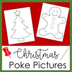 christmas poke pictures for kids to draw and color with the words, christmas poke pictures