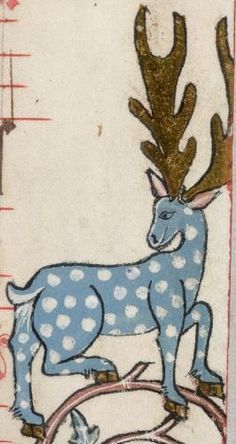 a drawing of a deer on top of a tree branch with polka dots and stars