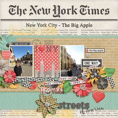 the new york times digital scrapbook page features an image of a city street and flowers