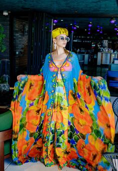 Angel Goddess Kaftan – saisankoh Luxury Flowy Multicolor Kaftan, Luxury Embellished Silk Kaftan, Luxury Silk Cape Kaftan, Luxury Flowy Kaftan For Summer, Luxury Summer Draped Kaftan, Luxury Draped Summer Kaftan, Luxury Floral Print Chic Kaftan, Luxury Festive Kaftan With Kimono Sleeves, Luxury Fitted Kaftan For Festivals