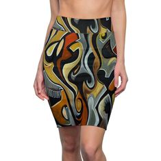 Women's Pencil Skirt labyrinth | Etsy Tango Dancers, Summer Fashions, Womens Skirts, Womens Pencil Skirts, Strong Colors, Cool Socks, Labyrinth, Abstract Design, Crayon