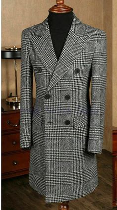 Houndstooth Tweed Coat For Men - Winter Coat - LeStyleParfait.Com Plaid Winter Coat, Fashionable Swimwear, Coat Styles, Womens Tweed Jacket, Best Winter Coats, Coat For Men, Houndstooth Coat, Elegant Blazers, Winter Fashion Coats