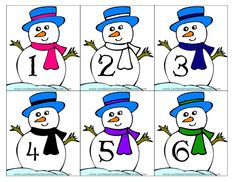 a snowman number match with six different numbers