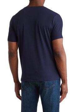 Solid coloring brings easy versatility to a T-shirt knit from soft, breathable cotton with a touch of enhanced stretch and a fit designed to stay tucked in. Crewneck Short sleeves 95% cotton, 5% spandex Machine wash, line dry Imported Nordstrom Rack, Short Sleeves, Nordstrom, Solid Color, Bring It On, Crew Neck, Spandex, Navy, T Shirt