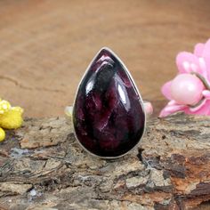 Pear Eudialyte Ring, Pear Stone Ring, Statement Ring, Gemstone Cabochon, 925 Sterling Silver, Birthday Gifts, Christmas Sale, Etsy Sale,Boho Description : Gemstone : Eudialyte Metal : 925 Sterling Silver Stone Shape :- Pear Stamp :- 925 Weight : 6.53 Gram Approx Stone Size : 23 x 15 MM Approx handmade Item Made to order **This ring you will receive may vary from the image as no two gemstones are similar and images cannot define exact product definitions. ** Shipping Policy:- We mainly use UPS , Sterling Silver Pear-shaped Sapphire Ring Gift, Gift Pear-shaped Sapphire Ring In Sterling Silver, Pear-shaped Sapphire Ring In Sterling Silver For Gift, Pear-shaped Sapphire Ring In Sterling Silver, Pear-shaped Tourmaline Jewelry As A Gift, Pear-shaped Tourmaline Jewelry For Gift, Pear-shaped Tourmaline Jewelry Gift, Teardrop Sapphire Ring In Sterling Silver, Teardrop Sapphire Ring In Sterling Silver Gift