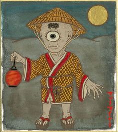 an image of a cartoon character wearing a hat and holding a lantern in his hand