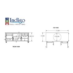 an image of a drawing of a bathroom sink and vanity with the name indigoo on it