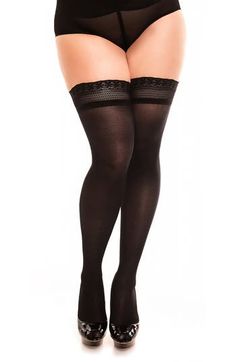 Little blooms dance along the stay-put lace tops of these 40-denier sheer stockings that feature class-one compression for healthy circulation. Polyamide/elastane Hand wash, dry flat Made in Italy Black Makeup, Opaque Tights, Sleek Style, Hold Ups, Sleek Fashion, City Chic, Thigh High, Thigh Highs, Fashion Advice