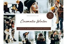 a collage of photos with the words cinematic winter