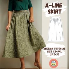 Grab the Shop Bundle now and unlock lifetime access to all my sewing patterns! ✨ Enjoy free updates with every new design added to the shop. Don't miss out on this incredible deal! 🛍️ https://majesticollections.etsy.com/listing/1785381511 I'm excited to share my easy-to-follow PDF sewing patterns with you. Whether you're a seasoned sewist or just starting out, I've designed these patterns to be as simple and clear as possible, with step-by-step instructions and detailed diagrams to guide you through the process.  Each pattern includes a range of sizes from XS to 5XL (US 2-30), so you can create a perfect fit that's just right for you. You'll receive an instant digital download in multiple formats, including US Letter, A0, and optional A4/DXF formats, with seam allowances already included. Cottagecore Sewing Pattern, Cotton Skirt Pattern, A Line Skirt Pattern Free, Simple Skirt Pattern, Midi Skirt Sewing, Cottagecore Sewing, Midi Skirt Sewing Pattern, Elastic Waist Skirt Pattern, A Line Skirt Pattern