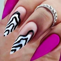 Retro Wave | Stiletto Purple Wave Nails Monochromatic Nail Designs, Magenta Nails, Hot Nail Designs, Nail Goals, Sassy Nails, Diva Nails, Nagel Tips, Dope Nail Designs, Nail Swag