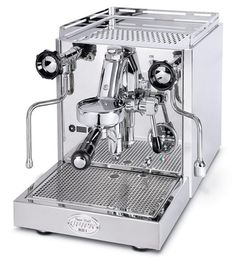 an espresso machine is shown on a white background