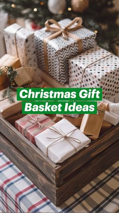 christmas gift basket ideas with presents under the tree