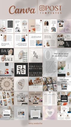 a collage of photos with the words canva and post templates on it