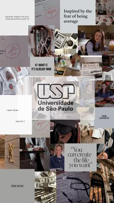 a collage of images with the words usp on them and pictures of people working in