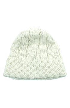 Keep your head toasty in this blended knit beanie that is covered in cozy cables. 60% lambswool, 20% nylon, 20% rabbit hair Dry clean Imported Winter Wool Cable Knit Hat, Cozy Cable Knit Hats, Wool Cable Knit Hats For Cold Weather, Fall Wool Cable Knit Hat, Cozy Cable Knit Beanie For Winter, Cozy Cable Knit Winter Beanie, Cozy Cable Knit Winter Hat, Cold Weather Cable Knit Hat, Cozy Cream Knit Hats