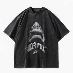 Shark Attack Distressed Oversized T-Shirt Shark Graphic, Shark Print, Cozy Design, Shark Shirt, Oversized T Shirt, Shoulder Length, Oversized Tshirt, Unisex Design, Oversized Fits